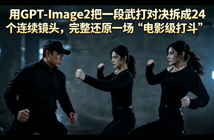 用GPT-Image2把一段武打对决拆成24个连续镜头，完整还原一场“电影级打斗”-数码之翼