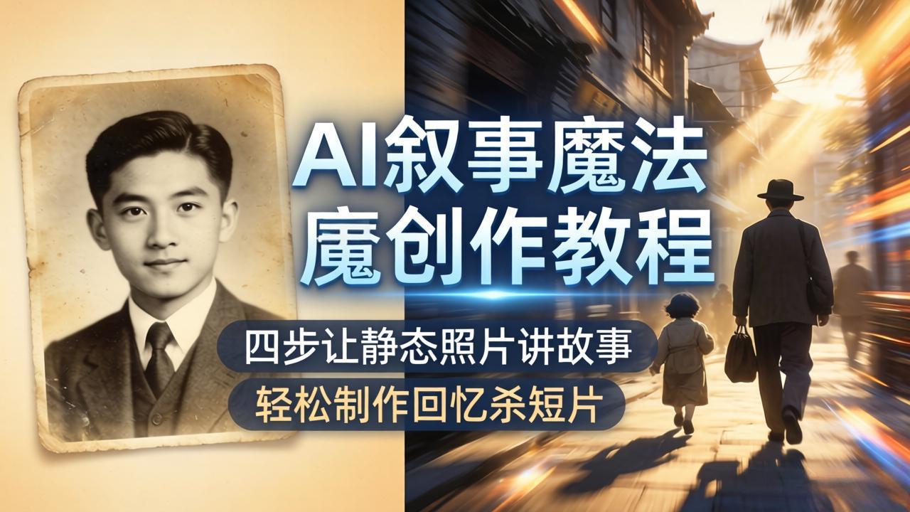 AI叙事魔法创作教程，四步让静态照片讲故事，老照片修复加动态特效，轻松制作回忆杀短片-数码之翼