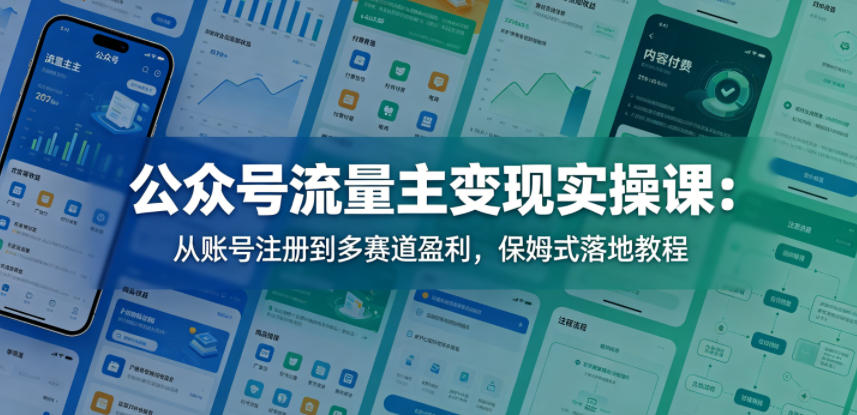 公众号流量主变现实操课：从账号注册到多赛道盈利，保姆式落地教程-数码之翼