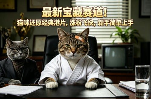 最新宝藏赛道！猫咪还原经典港片，涨粉飞快，新手简单上手-数码之翼