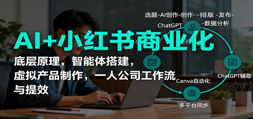 AI+小红书商业化，底层原理，智能体搭建，虚拟产品制作，一人公司工作流与提效-数码之翼