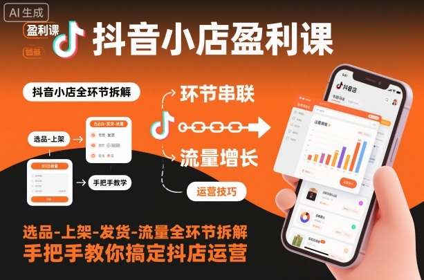 抖音小店盈利课-选品-上架-发货-流量全环节拆解，手把手教你搞定抖店运营-数码之翼