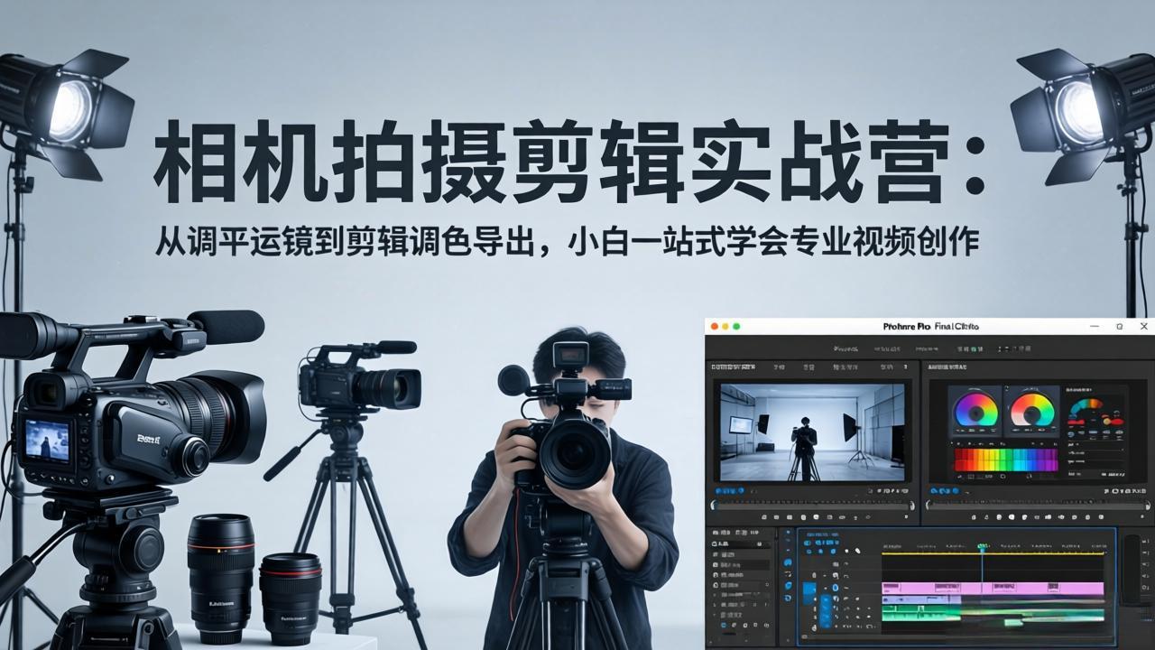 相机拍摄剪辑实战营：从调平运镜到剪辑调色导出，小白一站式学会专业视频创作-数码之翼