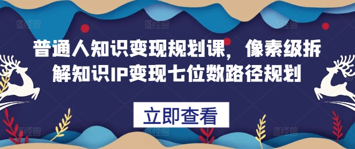 普通人知识变现规划课，像素级拆解知识IP变现七位数路径规划-数码之翼