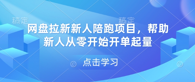 网盘拉新新人陪跑项目，帮助新人从零开始开单起量-数码之翼