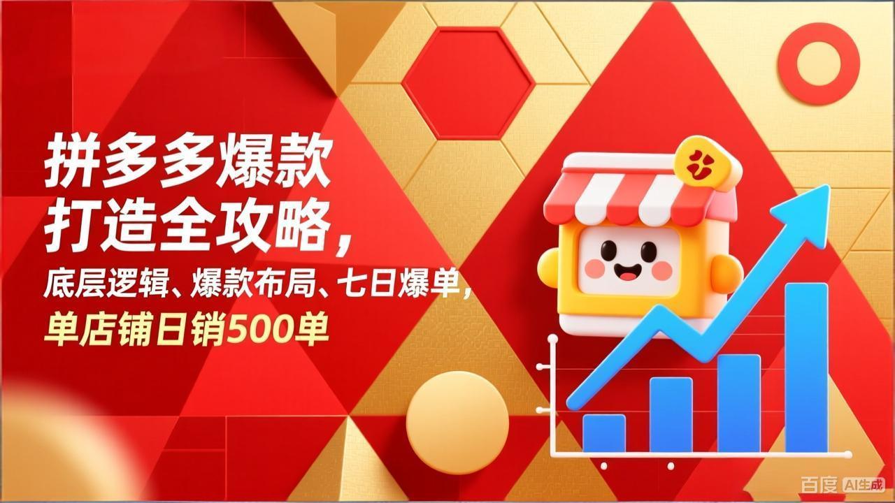 拼多多爆款打造全攻略，底层逻辑、爆款布局、七日爆单，单店铺日销500单-数码之翼