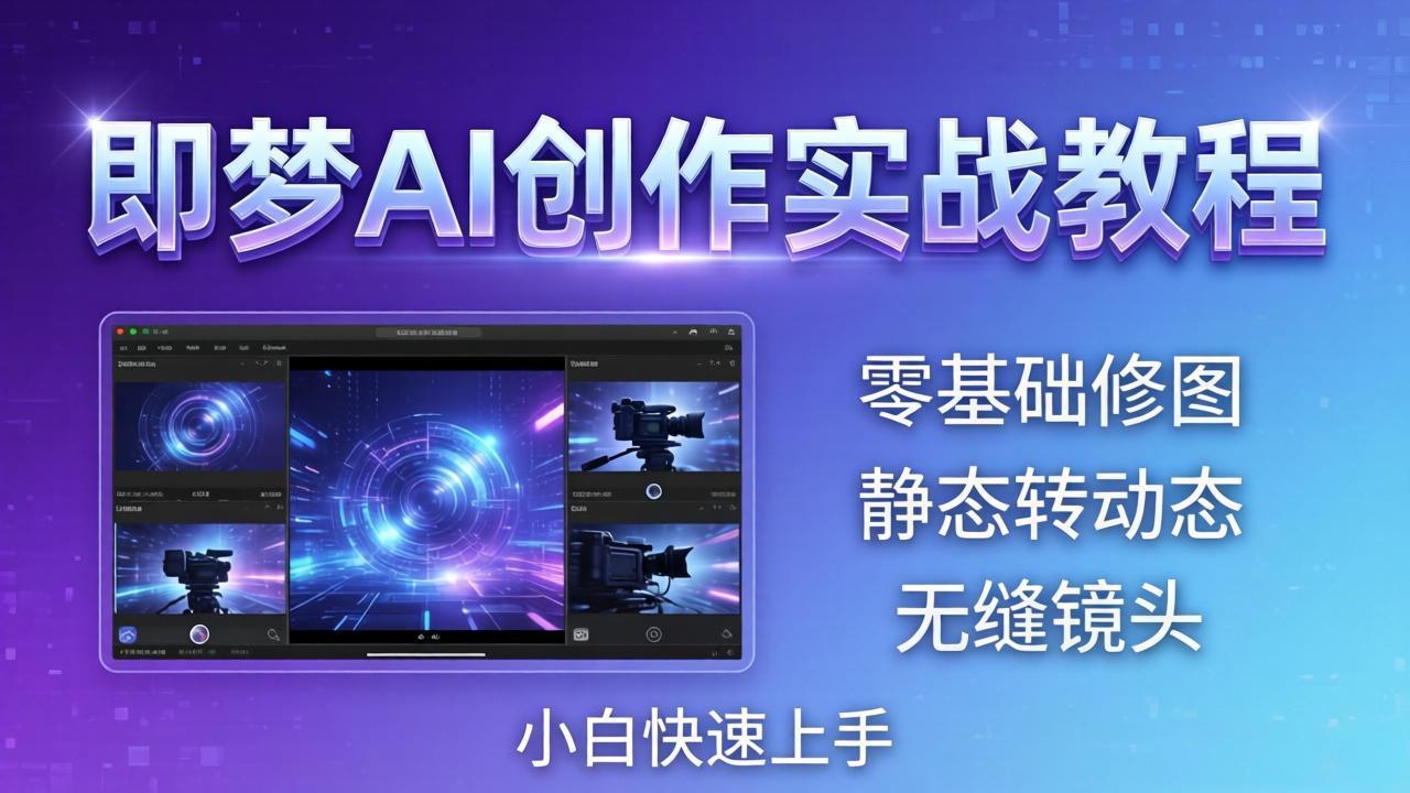 即梦AI创作实战教程，从零基础修图到AI导演，实战教学静态转动态+无缝镜头，小白快速上手-数码之翼