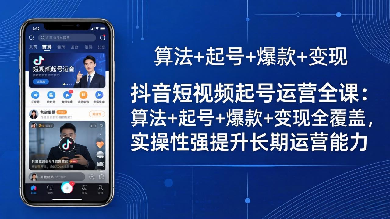 抖音短视频起号运营全课：算法+起号+爆款+变现全覆盖，实操性强提升长期运营能力-数码之翼