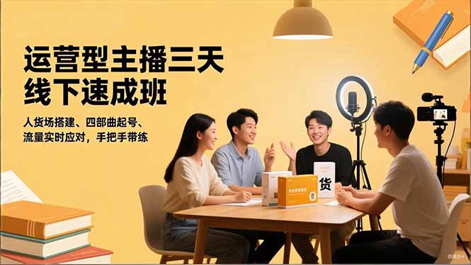 运营型主播三天线下班,人货场搭建,四部曲起号,流量实时应对,手把手带练-数码之翼