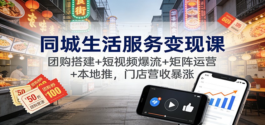 同城生活服务变现课：团购搭建+短视频爆流+矩阵运营+本地推，门店营收暴涨-数码之翼