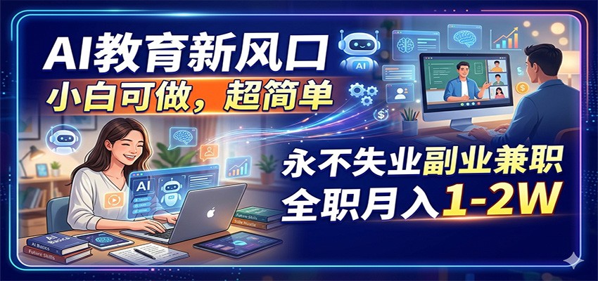 AI教育新风口，小白可做，超简单，永不失业副业兼职 全职月入1-2W-数码之翼