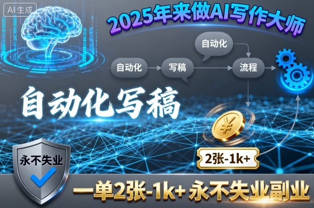 2025年来做AI写作大师，自动化写稿，一单2张-1k+，永不失业副业-数码之翼