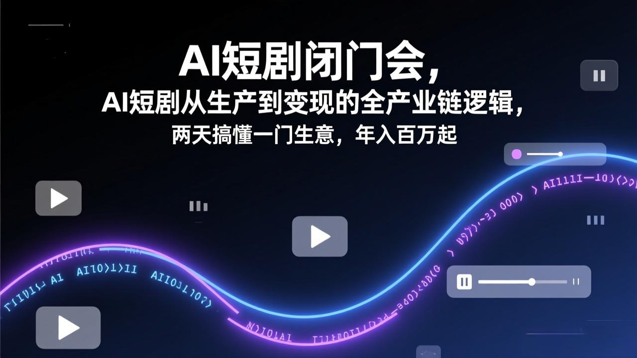 AI短剧闭门会,AI短剧从生产到变现的全产业链逻辑,两天搞懂一门生意,年入百万起-数码之翼