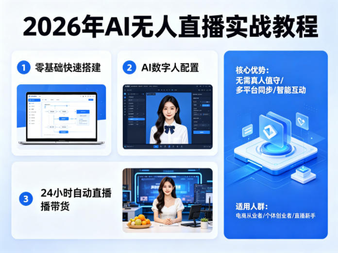 2026年AI无人直播实战教程,零基础也能快速搭建AI数字人无人直播间,实现24小时自动直播带货-数码之翼