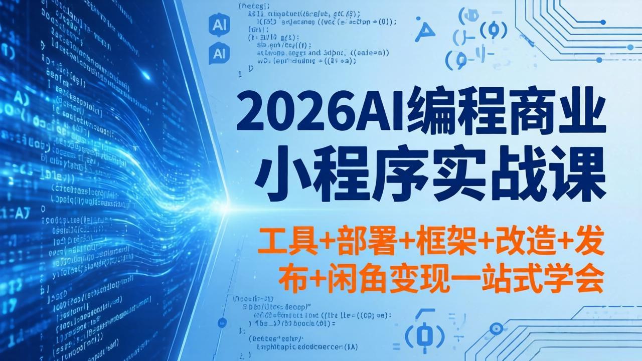 2026AI编程商业小程序实战课，工具+部署+框架+改造+发布+闲鱼变现一站式学会-数码之翼
