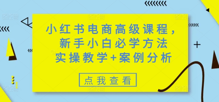 小红书电商高级课程，新手小白必学方法，实操教学+案例分析-数码之翼