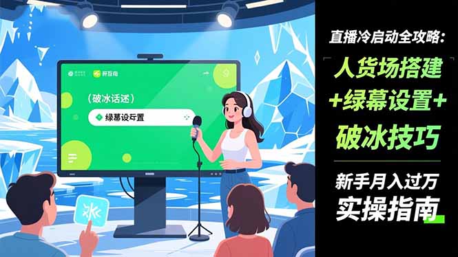 直播冷启动全攻略:人货场搭建+绿幕设置+破冰技巧，新手月入过万实操指南-数码之翼