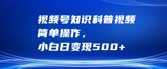 视频号知识科普视频，简单操作，小白日变现500+【揭秘】-数码之翼