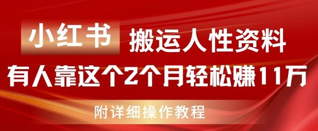 小红书搬运人性资料，有人靠这个2个月轻松赚11w，附教程【揭秘】-数码之翼