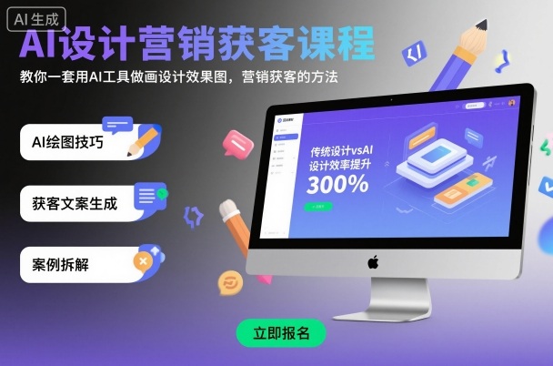 AI设计营销获客课程，教你一套用AI工具做画设计效果图，营销获客的方法-数码之翼