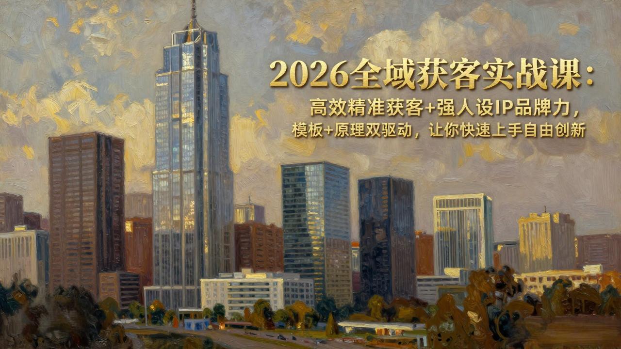 2026全域获客实战课：高效精准获客+强人设IP品牌力，模板+原理双驱动，让你快速上手自由创新-数码之翼