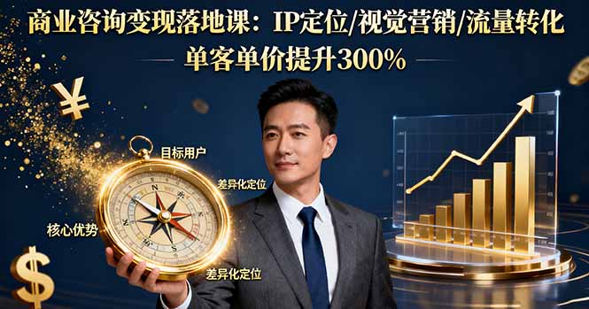 商业咨询变现落地课：IP定位/视觉营销/流量转化，单客单价提升300%-数码之翼
