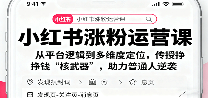 小红书涨粉运营课：从平台逻辑到多维度定位，传授挣钱 “核武器”，助力普通人逆袭-数码之翼