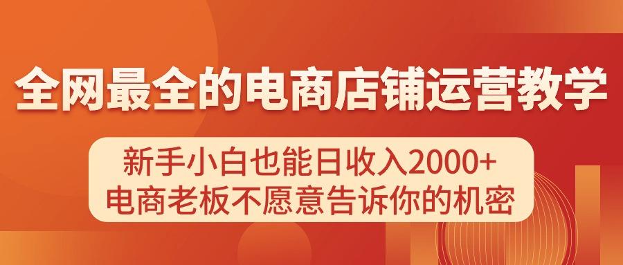电商店铺运营教学，新手小白也能日收入2000+，电商老板不愿意告诉你的机密-数码之翼