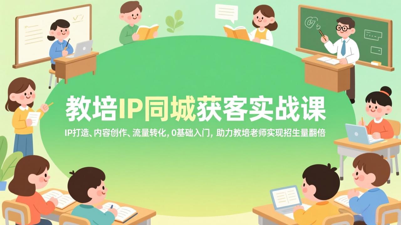 教培IP同城获客实战课，IP打造、内容创作、流量转化，0基础入门，助力教培老师实现招生量翻倍-数码之翼