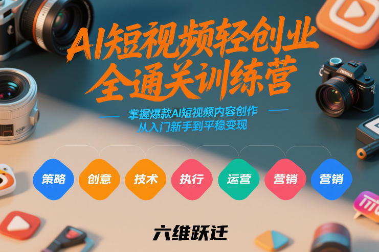 AI短视频轻创业全通关训练营,掌握爆款AI短视频内容创作,从入门新手到平稳变现的六维跃迁-数码之翼
