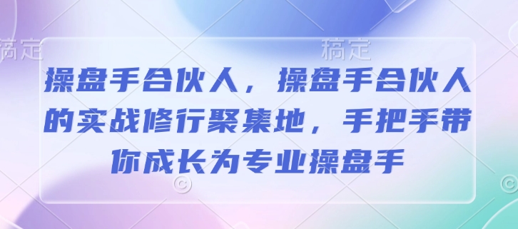 操盘手合伙人，操盘手合伙人的实战修行聚集地，手把手带你成长为专业操盘手-数码之翼