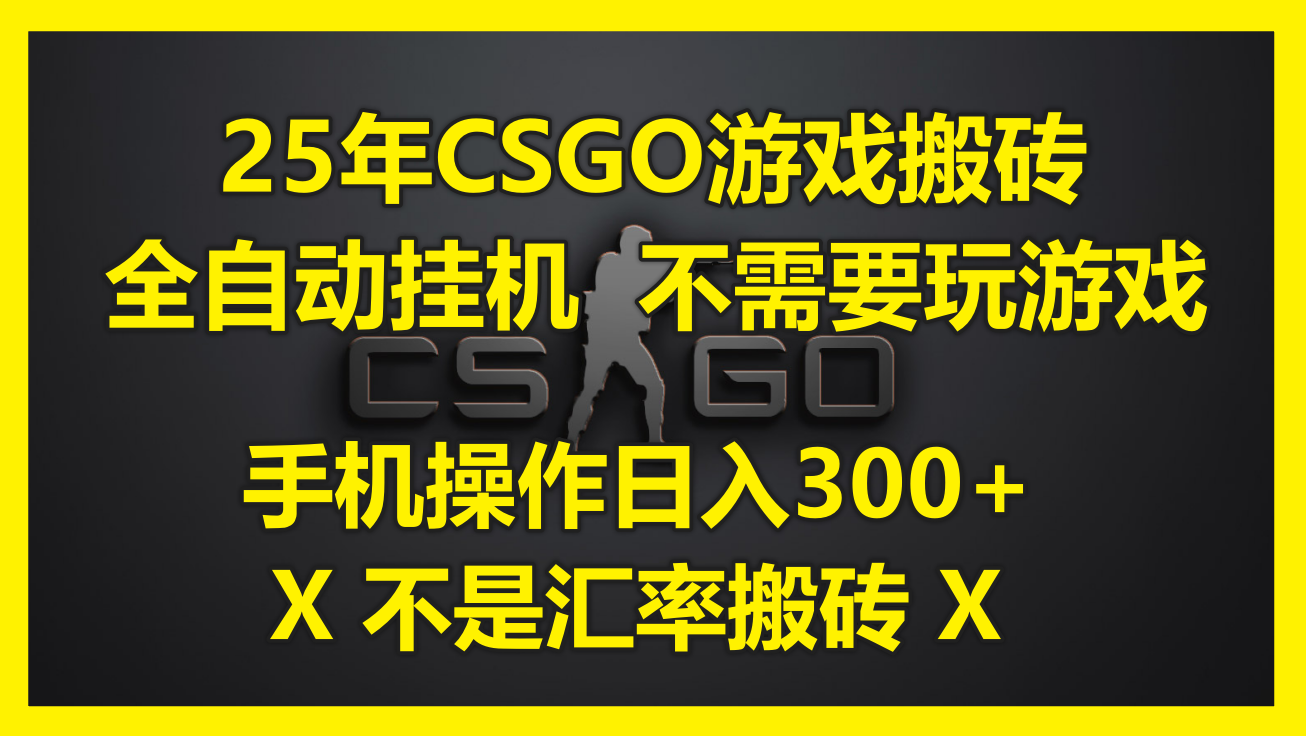 25年CSGO游戏搬砖，全自动挂机，不需要玩游戏，手机操作日入300+。(不…-数码之翼