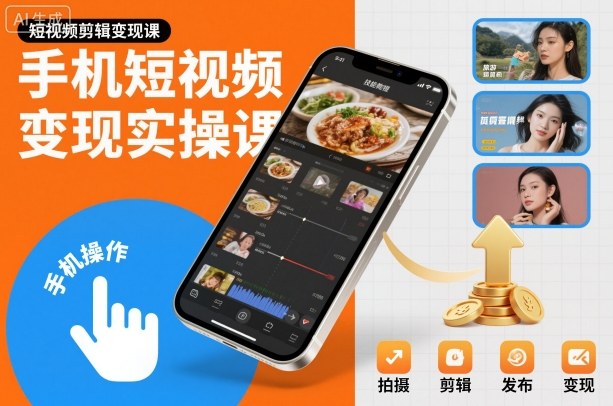 手机短视频变现实操课，短视频剪辑变现课-数码之翼