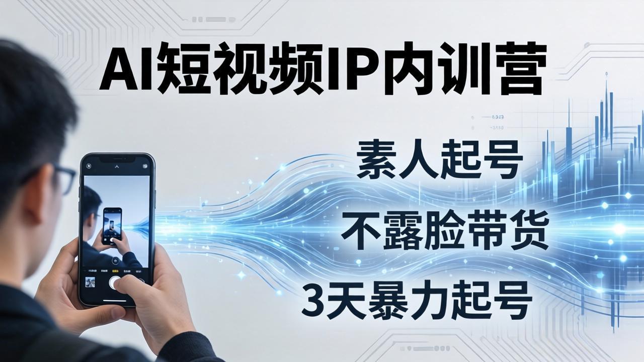 2026AI短视频IP内训营:从素人起号到不露脸带货,3天暴力起号全流程拆解-数码之翼