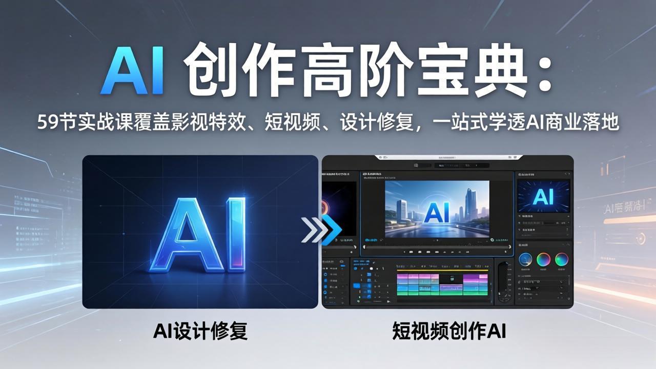 AI 创作高阶宝典：59节实战课覆盖影视特效、短视频、设计修复，一站式学透AI商业落地-数码之翼