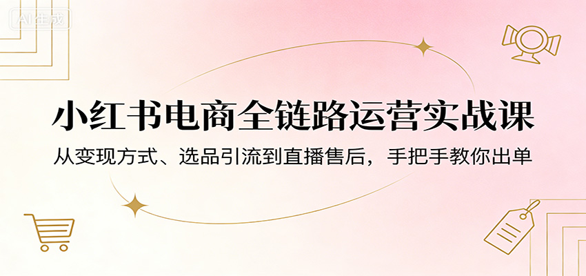 小红书电商全链路运营实战课：从变现方式、选品引流到直播售后，手把手教你出单-数码之翼