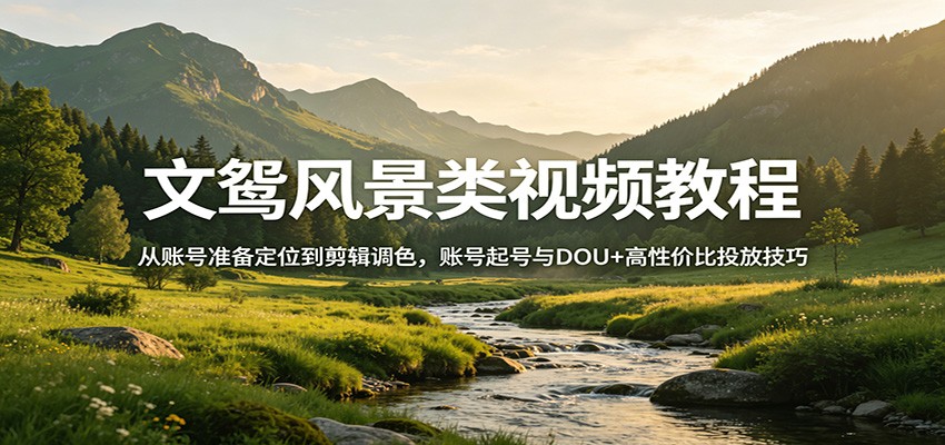 文鸳风景类视频教程：从账号准备定位到剪辑调色，账号起号与DOU+高性价比投放技巧-数码之翼