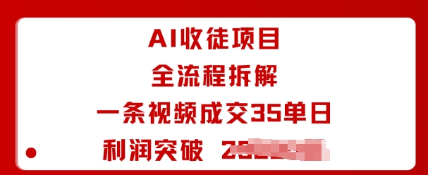 AI收徒项目全流程拆解一条视频成交35单日利润突破1k+-数码之翼