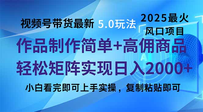视频号带货最新5.0玩法，作品制作简单，当天起号，复制粘贴，轻松矩阵…-数码之翼