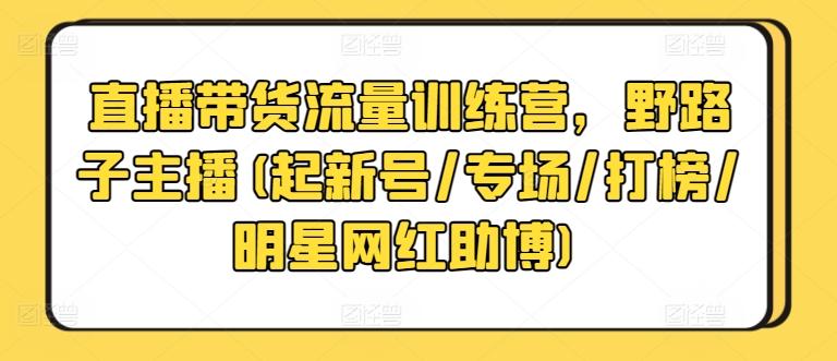 直播带货流量训练营，野路子主播(起新号/专场/打榜/明星网红助博)-数码之翼