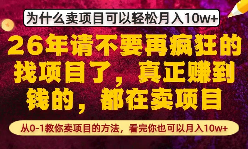 为什么真正賺到钱的都在卖项目，从0-1教你卖项目的方法，看完你也可以月入10w+【揭秘】-数码之翼