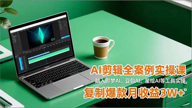 AI剪辑全案例实操课，融入即梦AI、豆包AI、星绘AI等工具实操，复制爆款月收益3W+-数码之翼