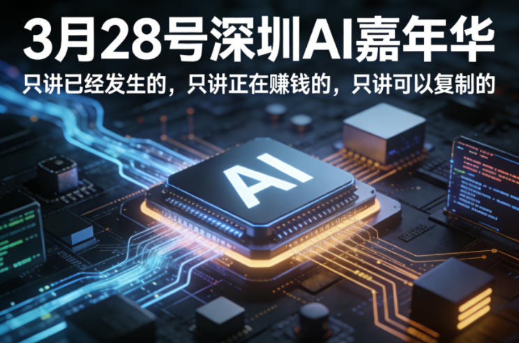 3月28号深圳AI嘉年华,只讲已经发生的,只讲正在賺钱的,只讲可以复制的-数码之翼