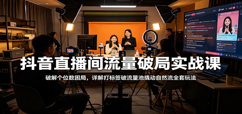 抖音直播间流量破局实战课：破解个位数困局，详解打标签破流量池撬动自然流全套玩法-数码之翼