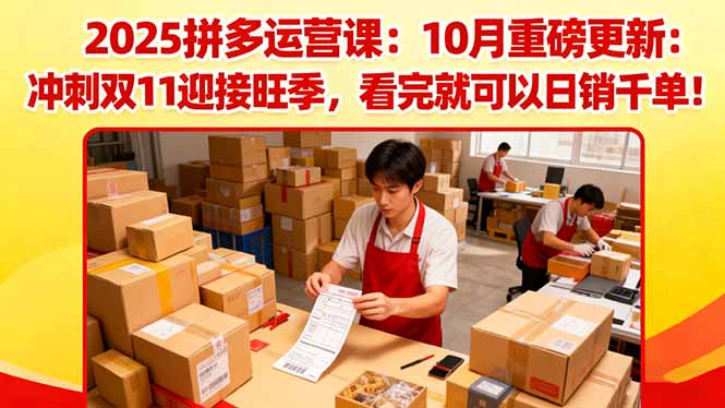 2025拼多多运营课：10月重磅更新：冲刺双11迎接旺季，看完就可以日销千单-数码之翼