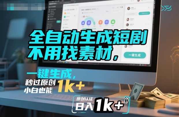 全自动生成短剧，不用找素材，不用剪辑，一键生成，秒过原创，小白也能轻松日入1k+【揭秘】-数码之翼