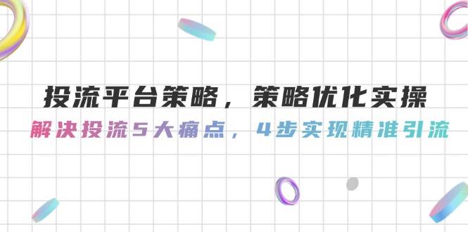 投流平台策略，策略优化实操，解决投流5大痛点，4步实现精准引流-数码之翼