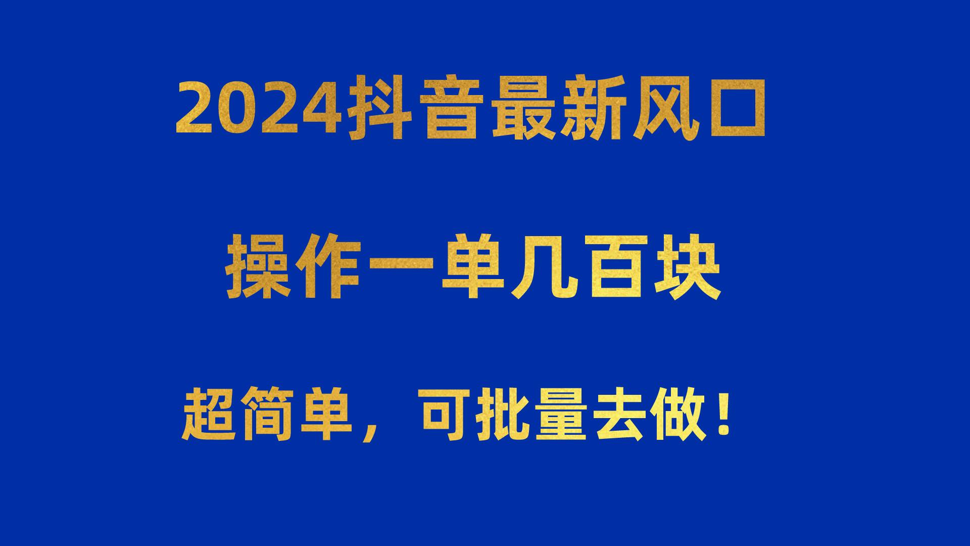 2024抖音最新风口！操作一单几百块！超简单，可批量去做！！！-数码之翼