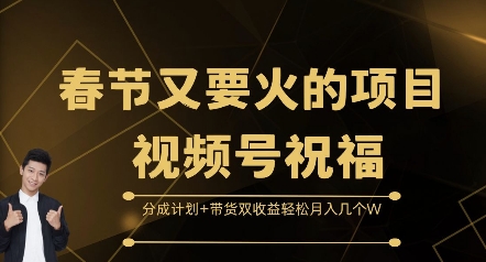 春节又要火的项目视频号祝福,分成计划+带货双收益,轻松月入几个W【揭秘】-数码之翼