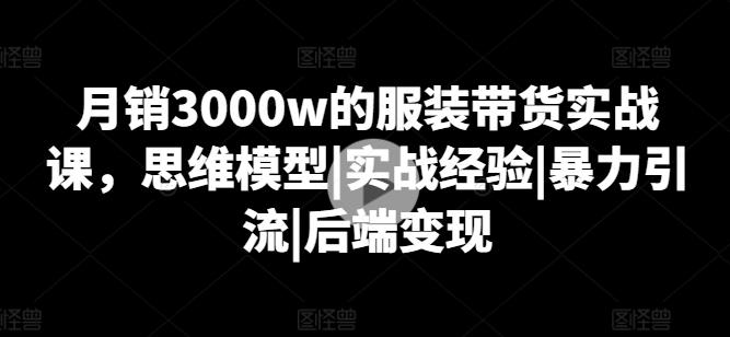 月销3000w的服装带货实战课，思维模型|实战经验|暴力引流|后端变现-数码之翼